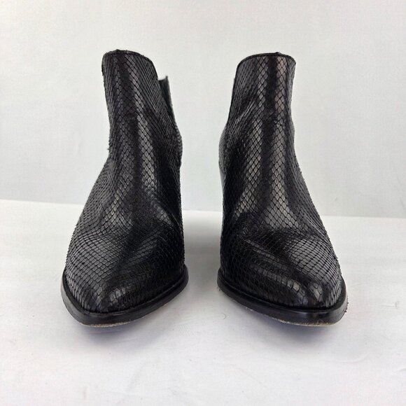 Lucchese Alma Exotic Black Python Vamp Leather Ankle Booties 9.5M - Picture 5 of 13